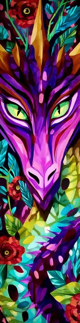 Free dragon bookmark featuring a purple-faced dragon